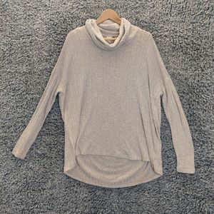 Anthropologie Women Small Sweater Tan Extra Relaxed Fit Pullover Knit Turtleneck